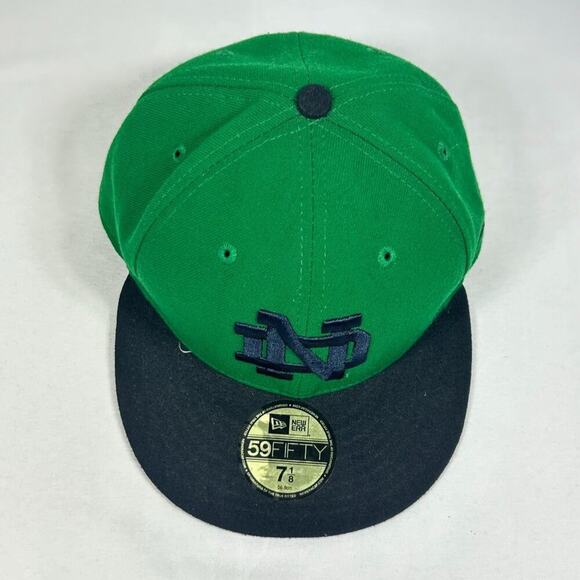 Notre Dame Fighting Irish New Era 59Fifty Fitted Cap Size 7 1/8 Green & Black - Picture 2 of 6